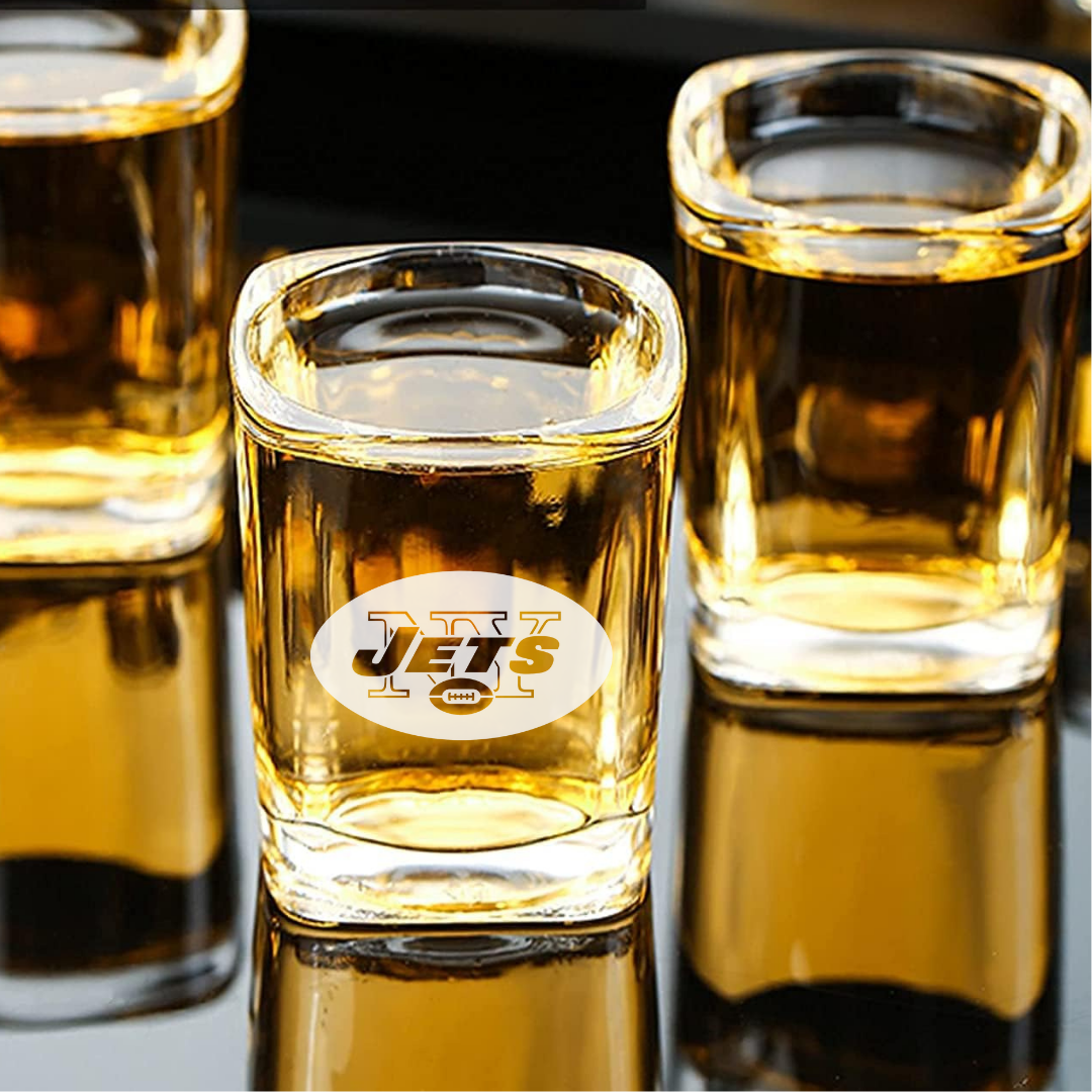 Custom Engraved New York Jets Shot Glass – 2.2 oz Square Shot Glass