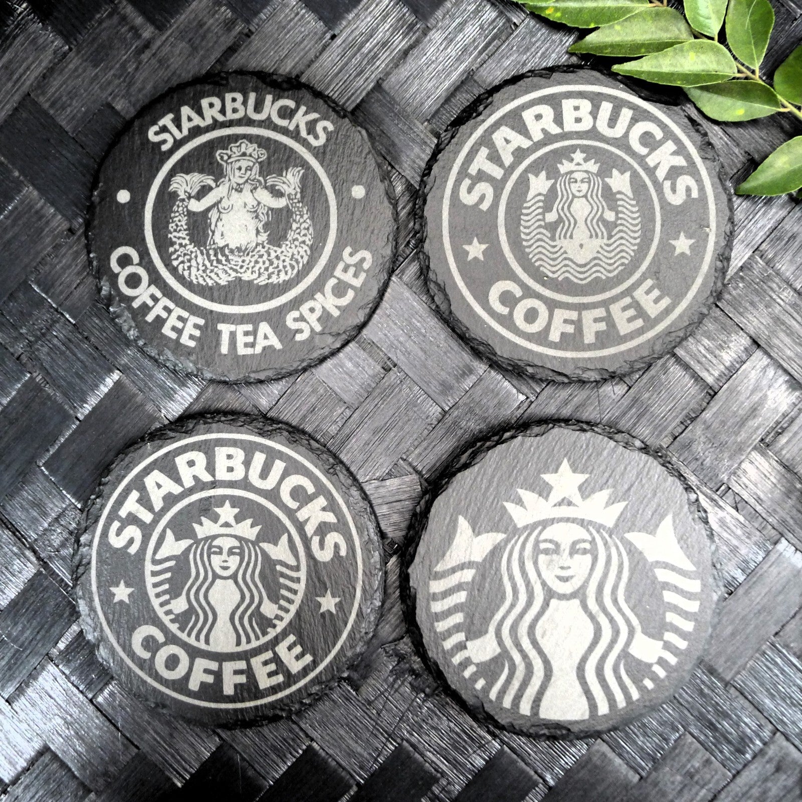 Starbucks Siren Slate Coaster Set - Brand New Laser Engraved Hand Made Fan Art