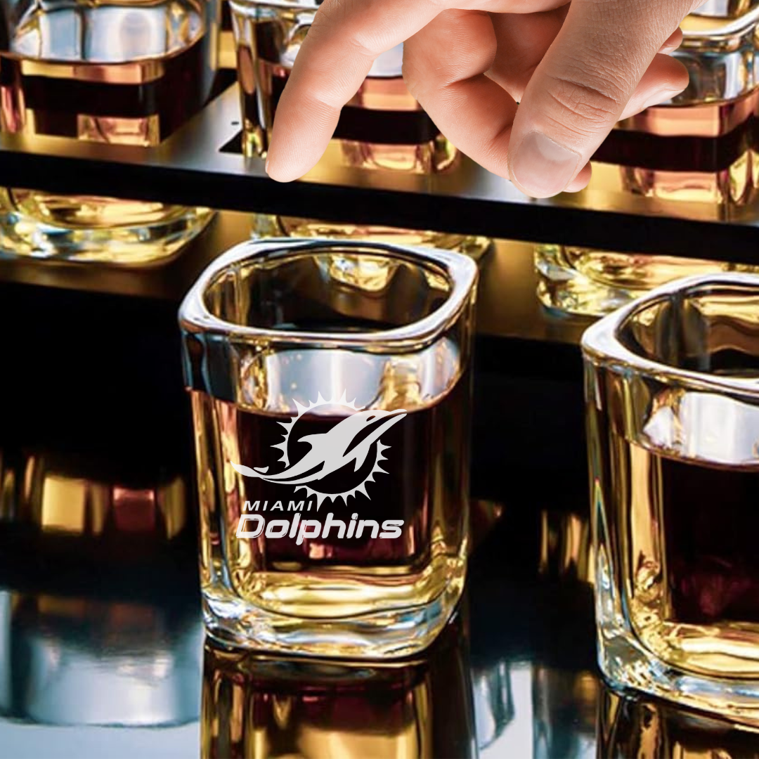 Custom Engraved Miami Dolphins Shot Glass – 2.2 oz Square Shot Glass