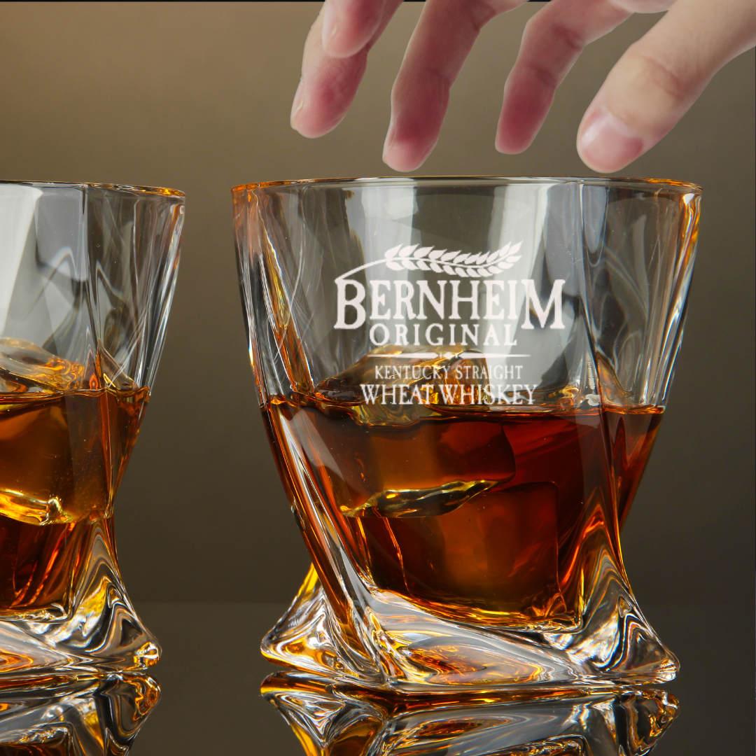 Custom Engraved Bernheim Original Whiskey Glass – 10 oz Twisted Rocks Glass