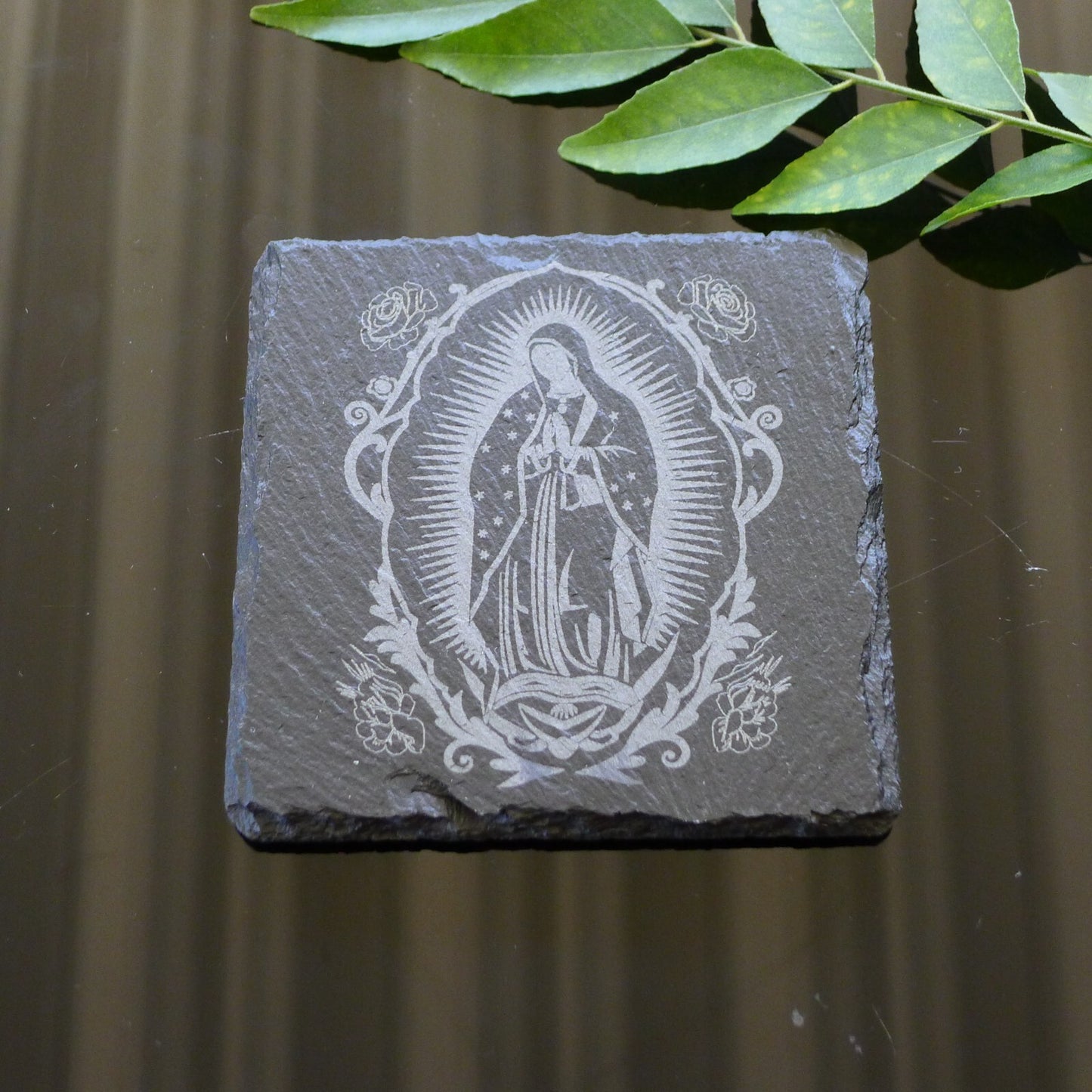 Virgencita de Guadalupe Slate Coaster  Set of 4 Lady of Guadalupe Slate Coaster
