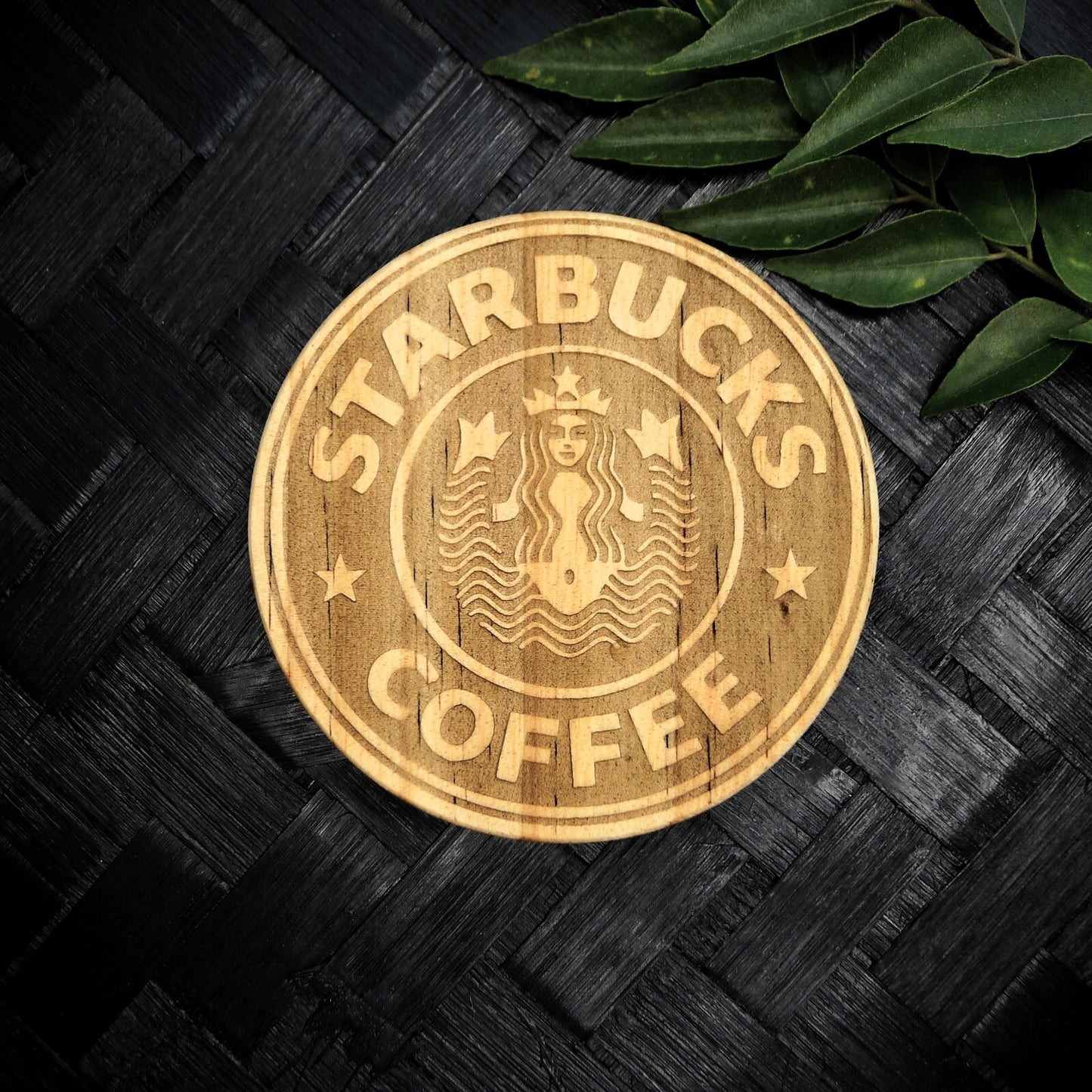 Starbucks Siren Coaster Set - Brand New Hand Made Laser Engraved Rustic Fan Art