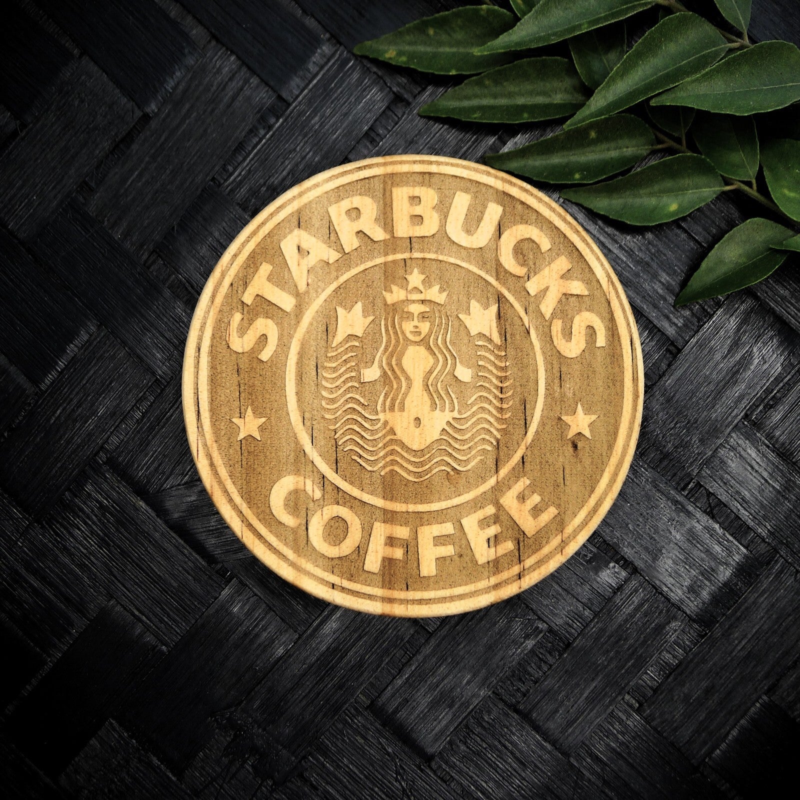 Starbucks Siren Coaster Set - Brand New Hand Made Laser Engraved Rustic Fan Art