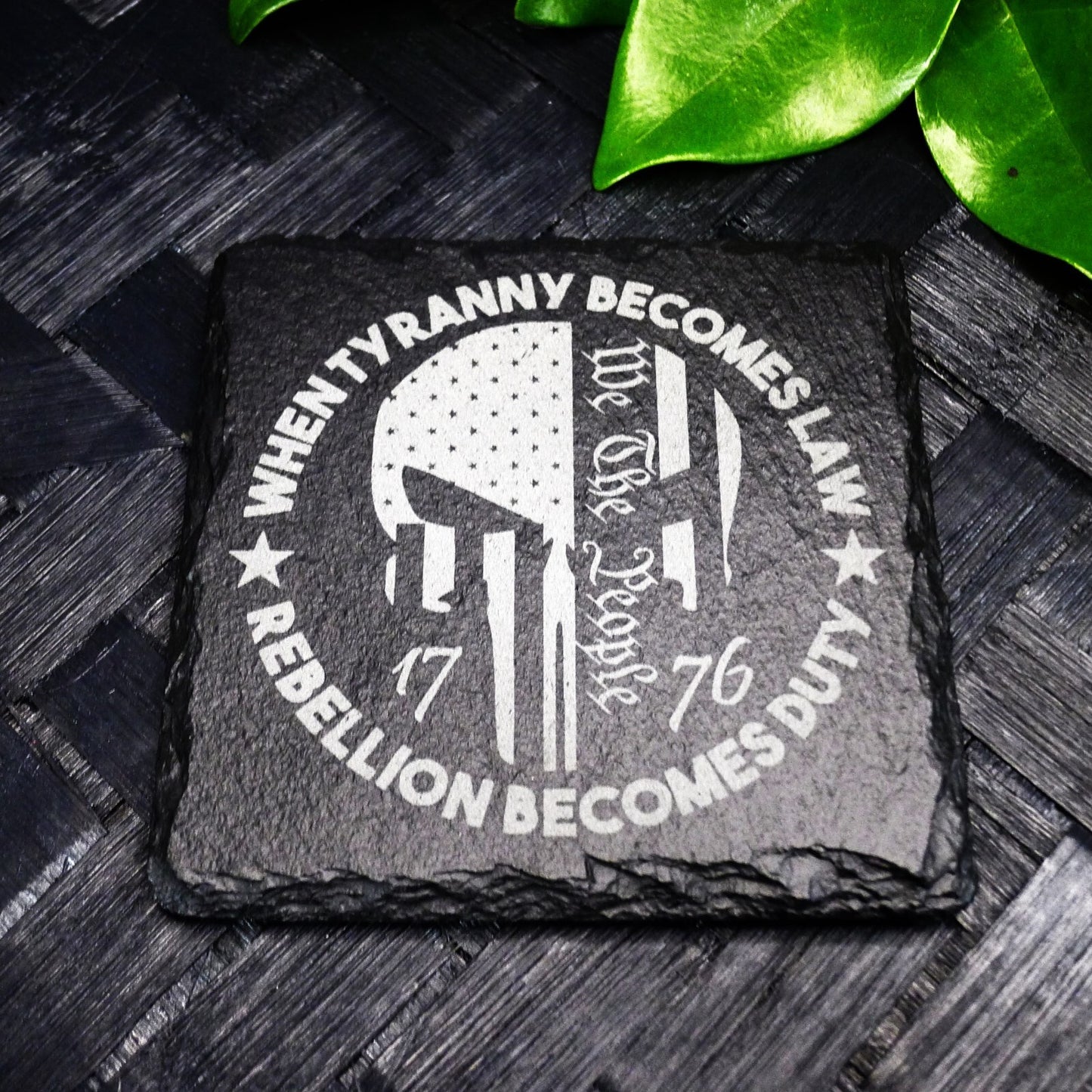Patriotic 1776 America Flag Slate Coaster Set Brand New Hand Made Laser Engraved