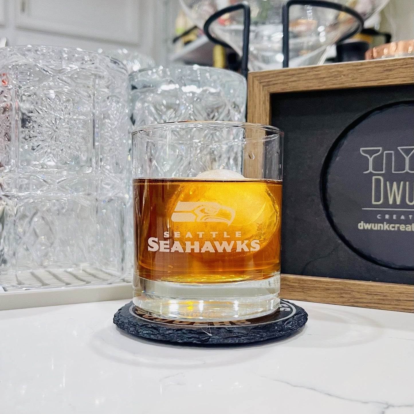 Custom Engraved Seattle Seahawks Whiskey Glass – 11 oz Rocks Glass