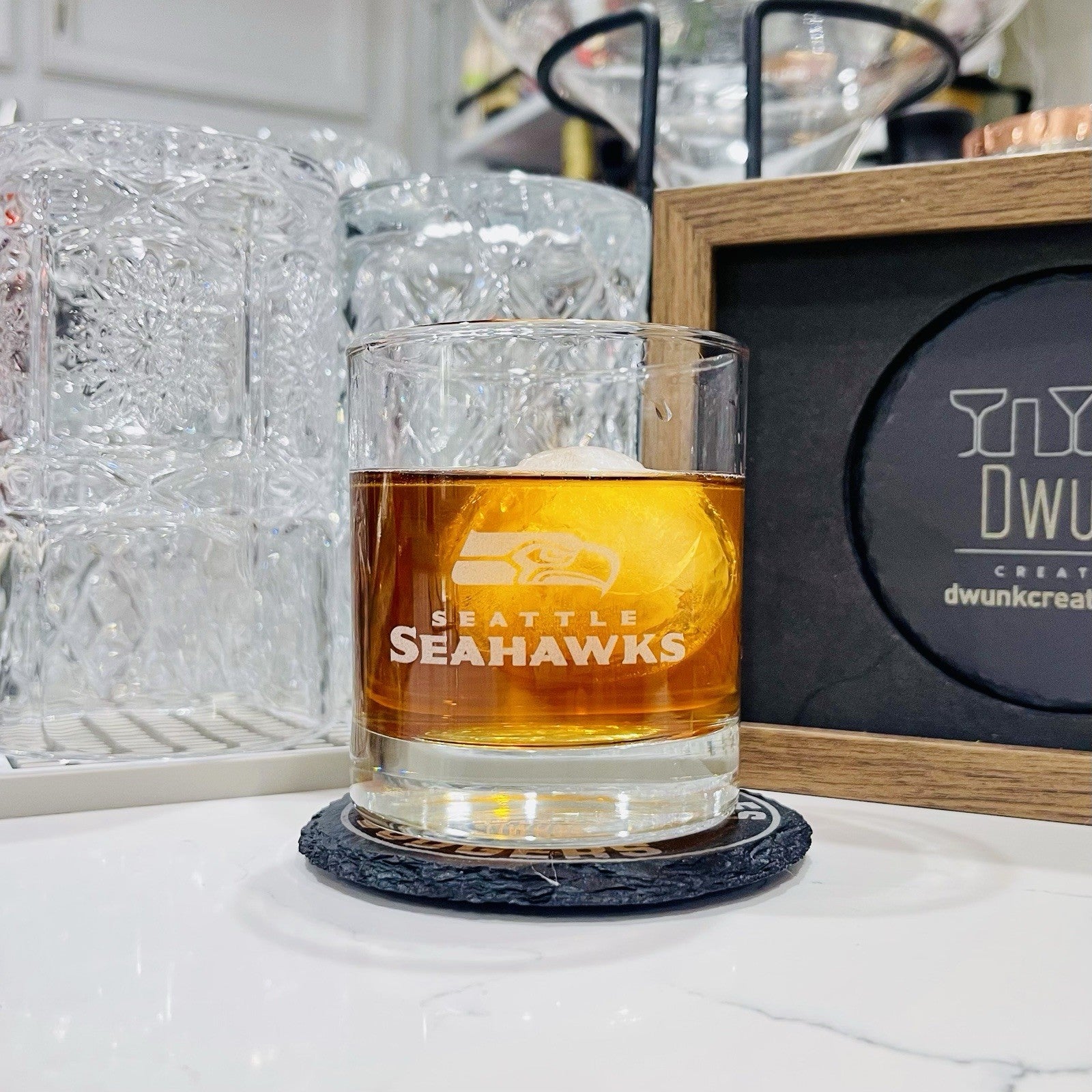 Custom Engraved Seattle Seahawks Whiskey Glass – 11 oz Rocks Glass