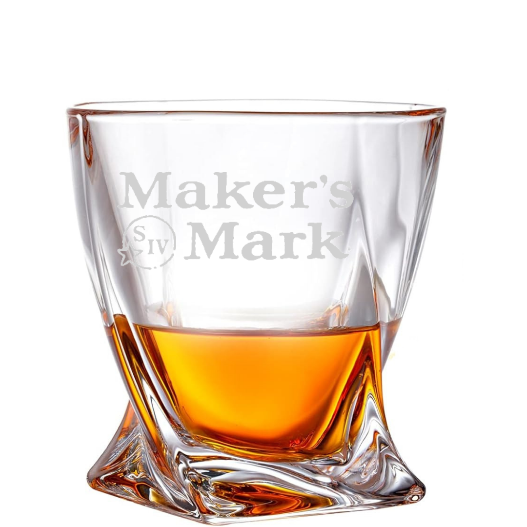 Custom Engraved Maker's Mark Whiskey Glass – 10 oz Twisted Rocks Glass New