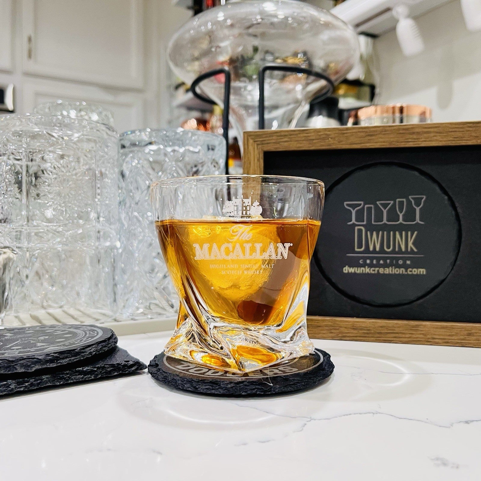 Custom Engraved The Macallan Single Malt Whiskey Glass 10 oz Twisted Rock Glass