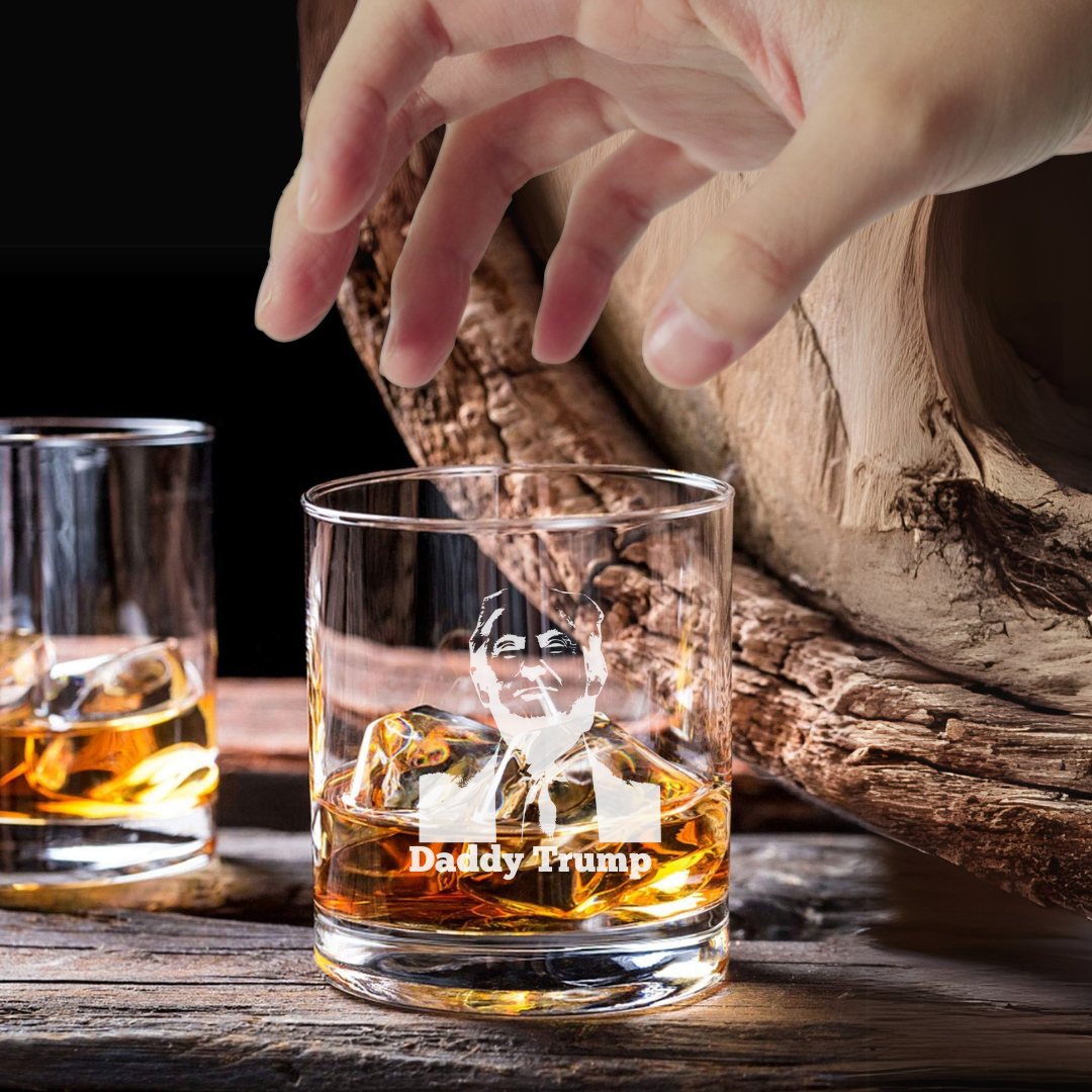 Custom Engraved Daddy Trump Whiskey Glass – 7 oz Old Fashioned Rocks Glass