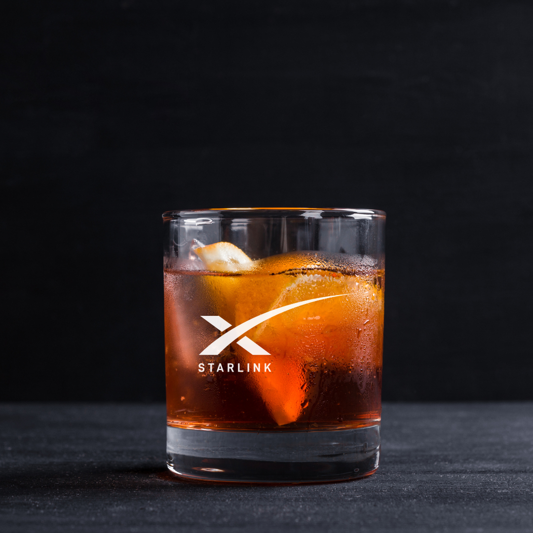 Custom Engraved Starlink Whiskey Glass – 11 oz Standard Rocks Glass