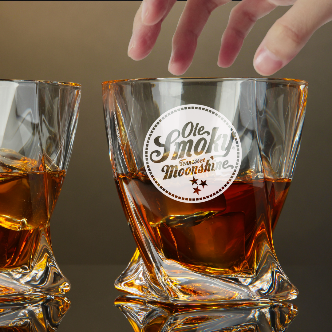 Custom Engraved Ole Smoky Moonshine Whiskey Glass – 10 oz Twisted Rocks Glass