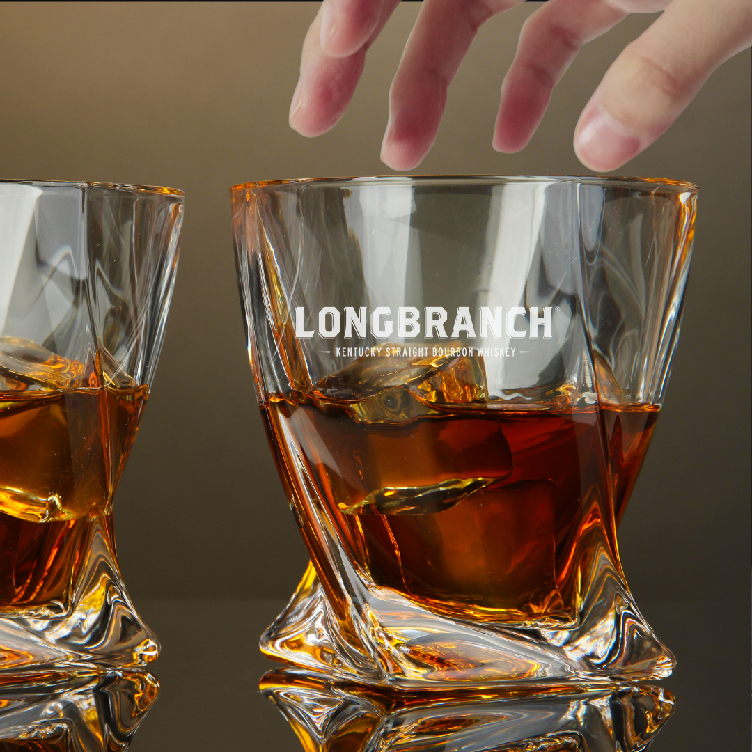 Custom Engraved Longbranch Whiskey Glass – 10 oz Twisted Rocks Glass