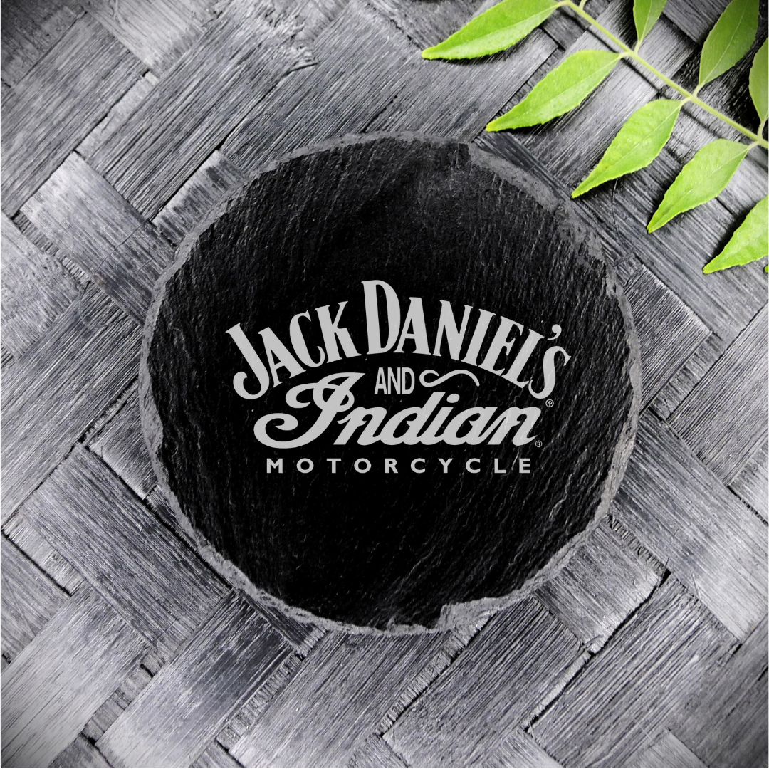Jack Daniels & Indian Motorcycle Slate Coaster New Handcrafted Laser Engraved