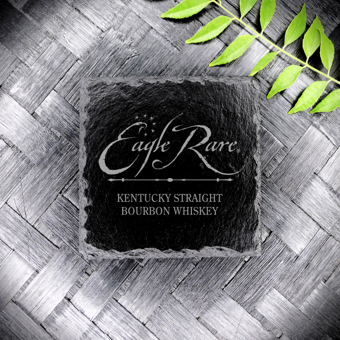 Brand New Handcrafted Laser Engraved Eagle Rare 17 Years Square Slate Coaster