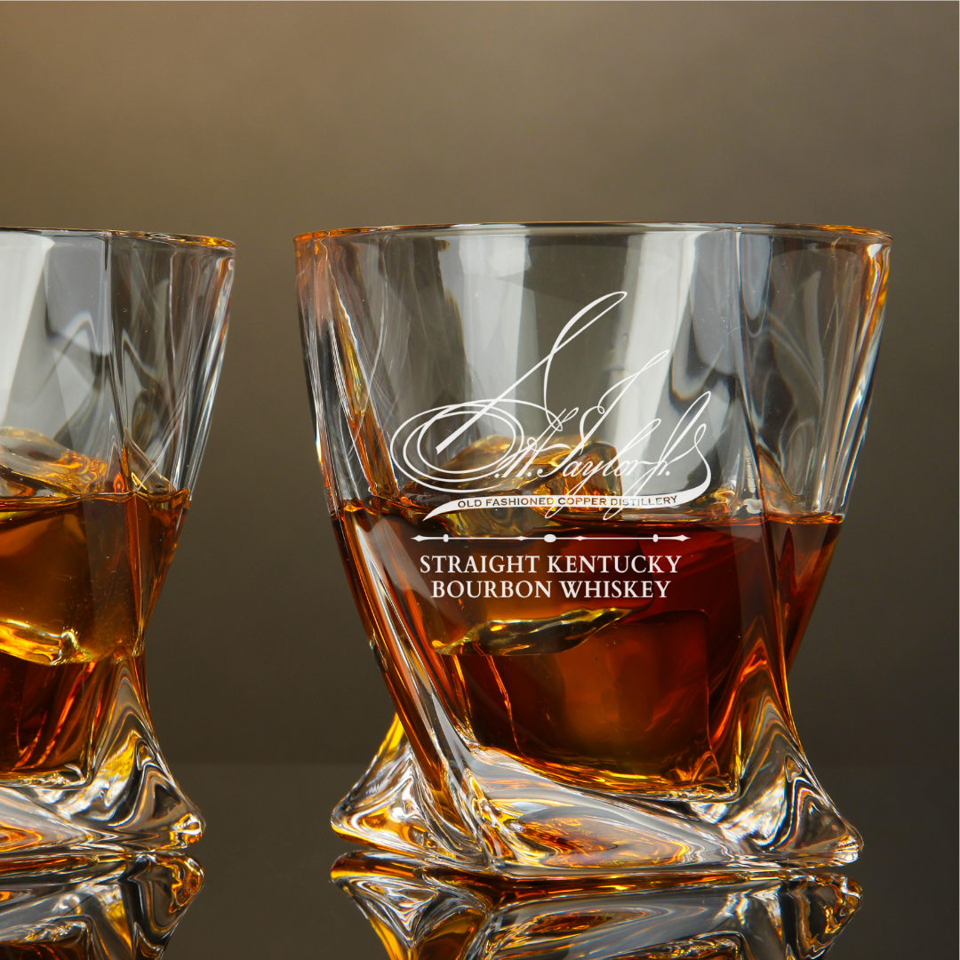 Custom Engraved E.H. Taylor Bottled in Bond Whiskey Glass – 10 oz Twisted Rocks