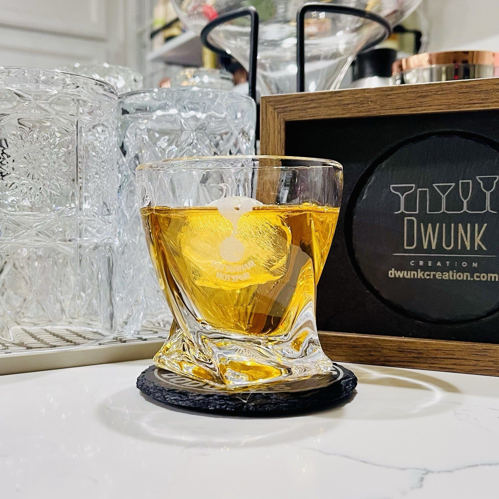 Custom Engraved Tottenham Hotspur Whiskey Glass – 10 oz Twisted Rocks Glass