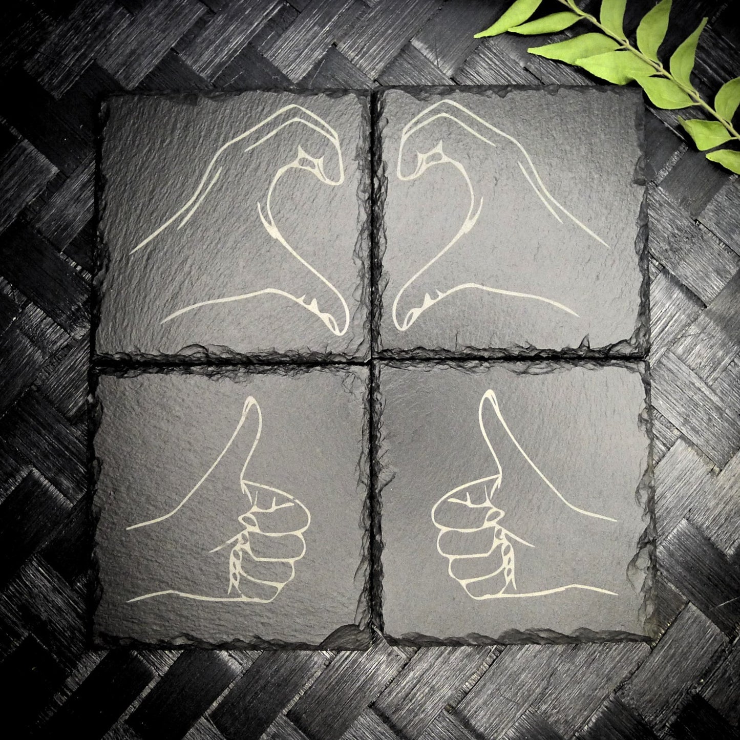 Friendzone Slate Coaster Set – Brand New Laser Engraved Hand Made Home Decor