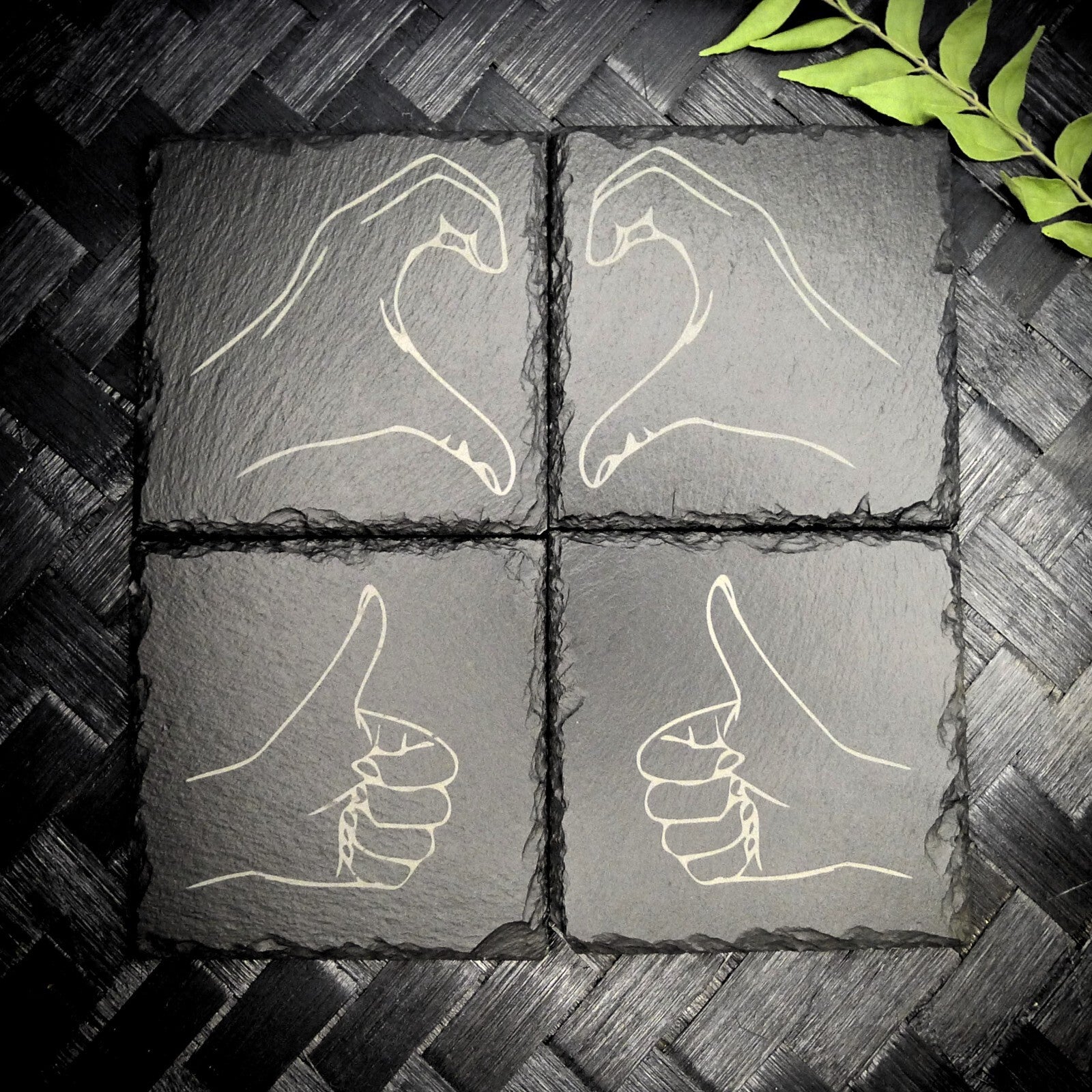 Friendzone Slate Coaster Set – Brand New Laser Engraved Hand Made Home Decor