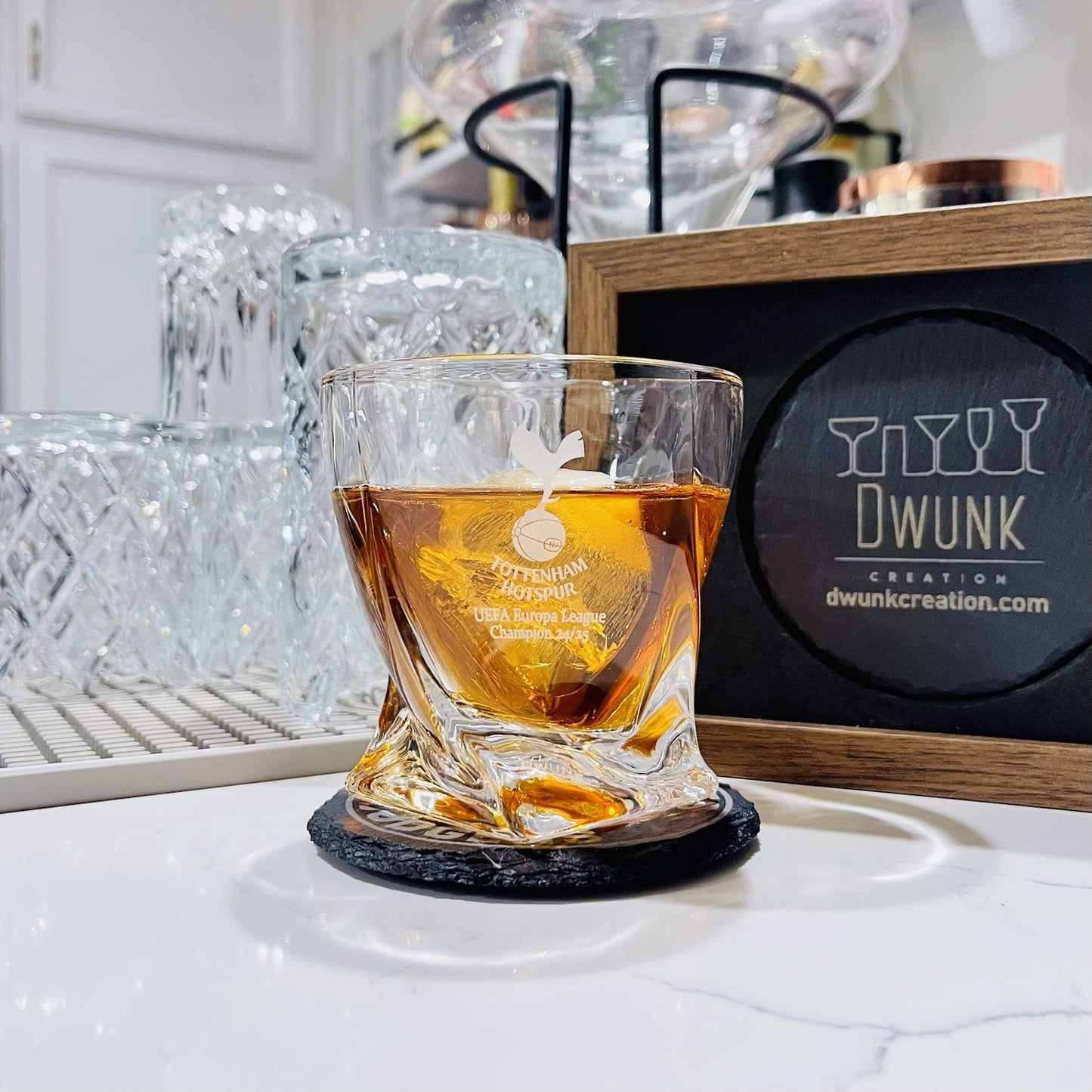 Tottenham Hotspur Whiskey Glass – 10 oz Twisted UEFA Europa League Champion