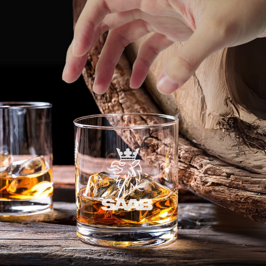 Custom Engraved SAAB Whiskey Glass – 7 oz Rocks Glass