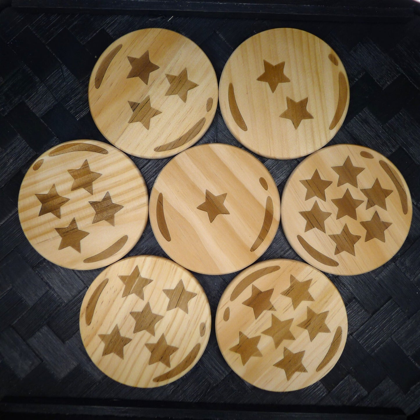 Dragon Ball Z Wooden Coaster Set, Fan Art Anime Brand New Laser Engraved RARE