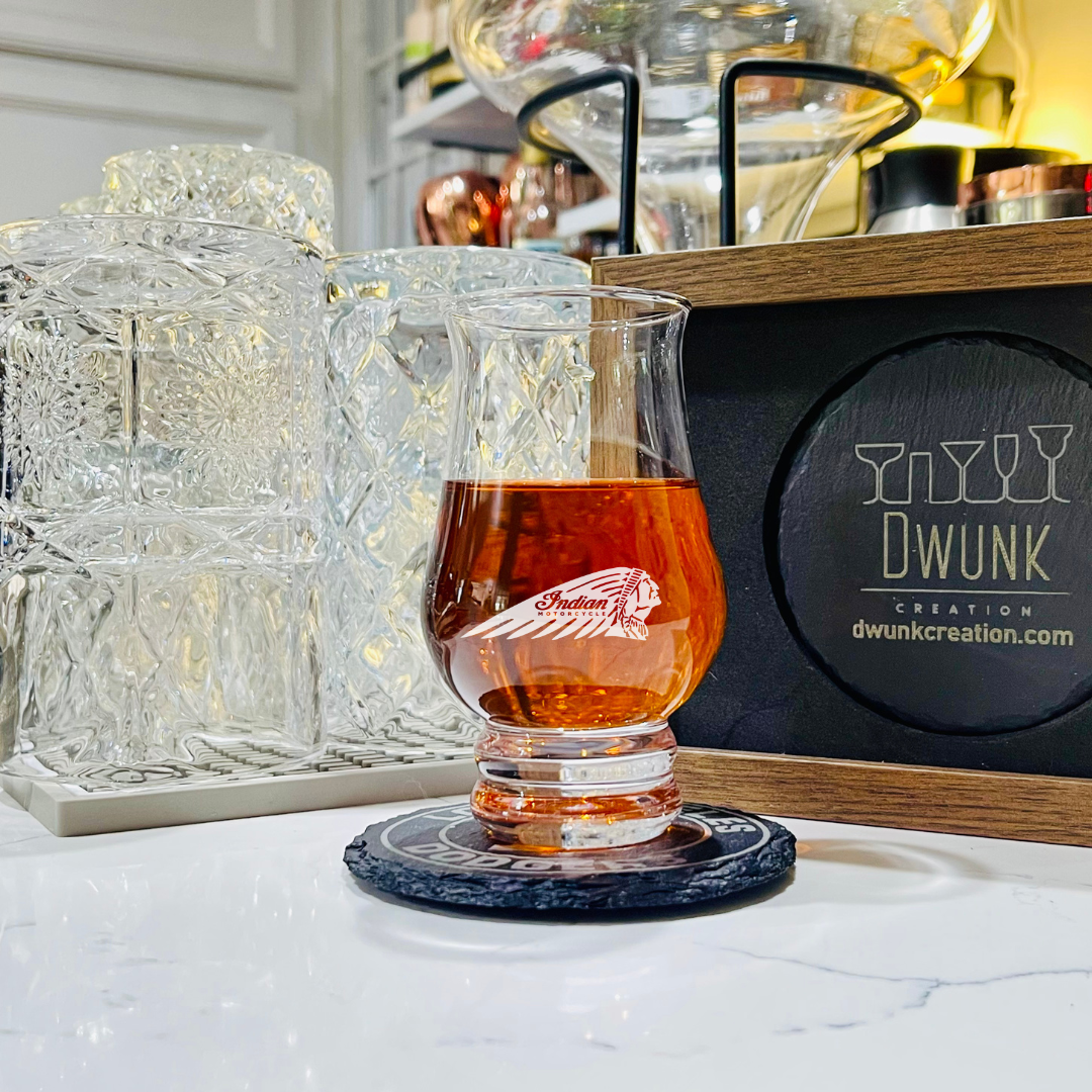 Custom Engraved Indian Motorcycle Premium Whiskey Tasting Glass – 8 oz Tulip