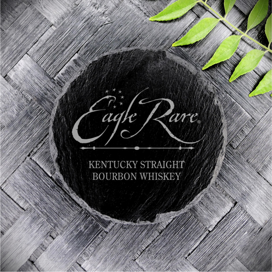 Brand New Handcrafted Laser Engraved Eagle Rare 17 Years Round Slate Coaster