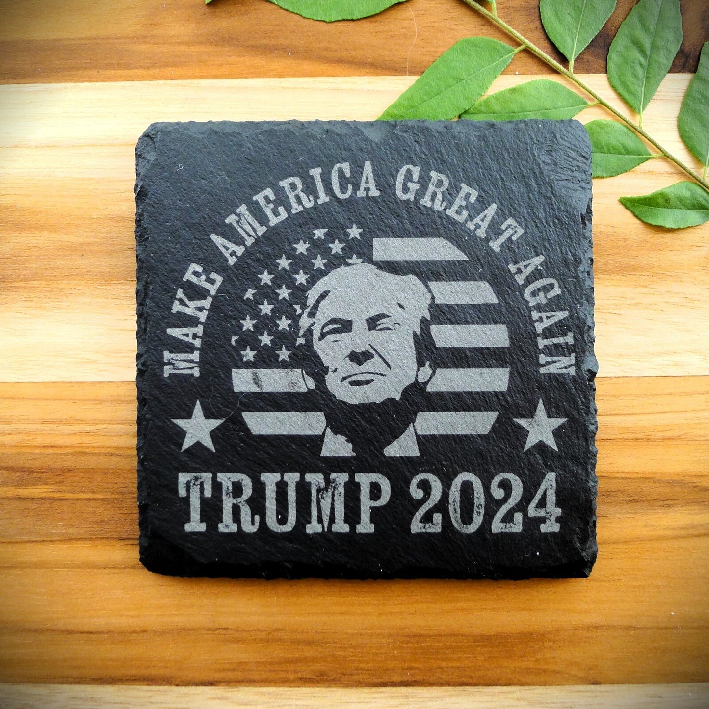 Trump 2024 MAKE AMERICA GREAT Slate Coaster Patriotic Home Decor MAGA 