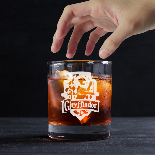 Custom Harry Potter House Gryffindor Whiskey Glass – 11 oz Standard Rocks Glass