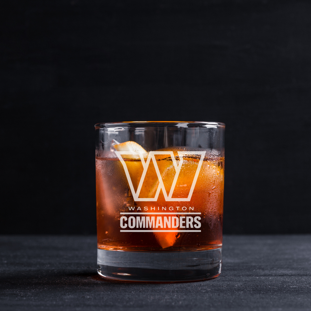 Custom Engraved Washington Commanders Whiskey Glass – 11 oz Rocks Glass