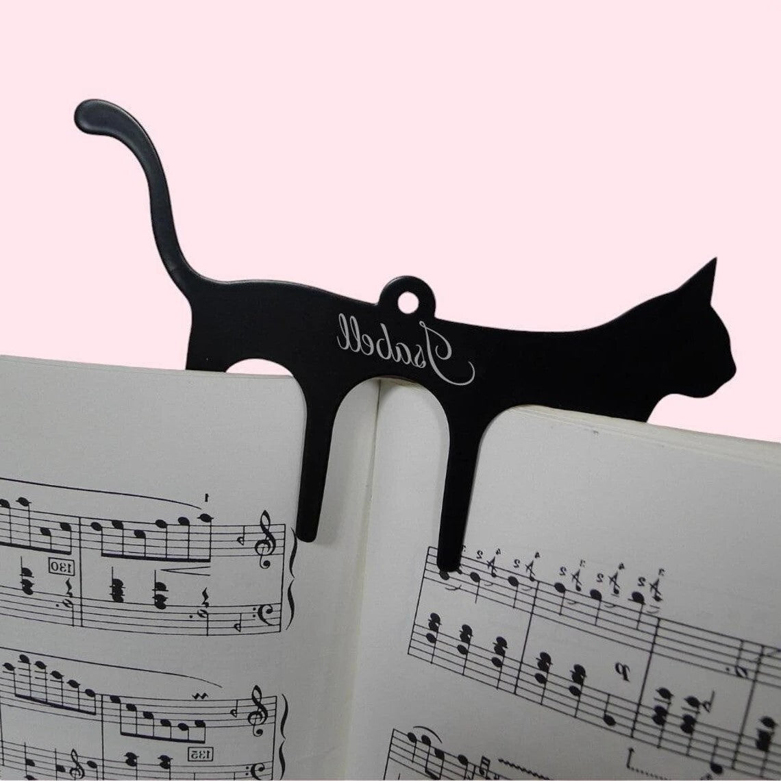 Personalized Metal Cat Shape Music Book Page Holder Clip Laser Engrave Name