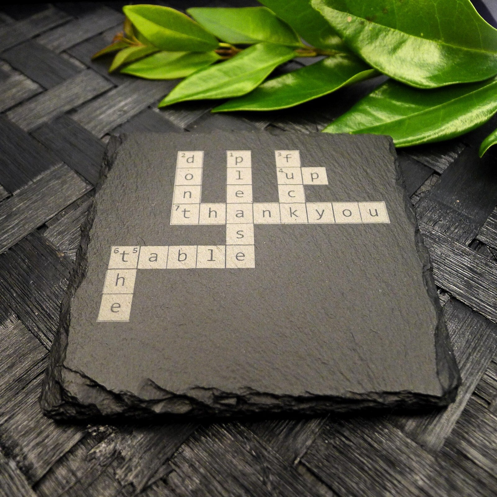 Don't F up the Table Crossword Puzzle Slate Coaster Brand New Hand Made Unique