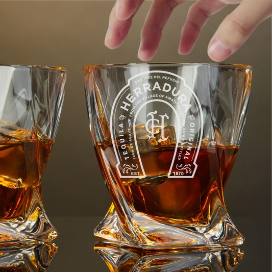 Custom Engraved Herradura Twisted Whiskey Glass – 10 oz Rocks Glass New