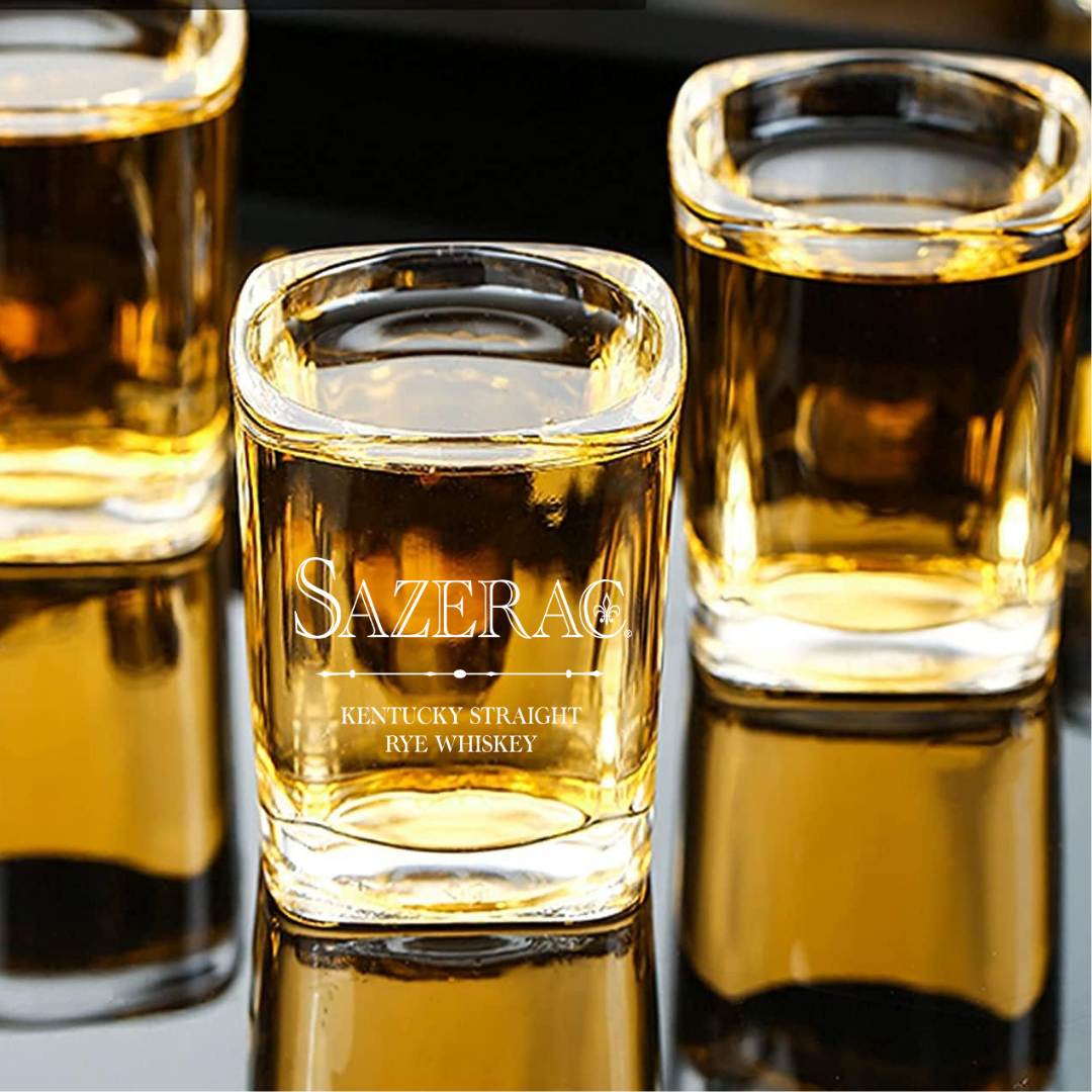 Custom Engraved Sazerac Rye Shot Glass – 2.2 oz Square