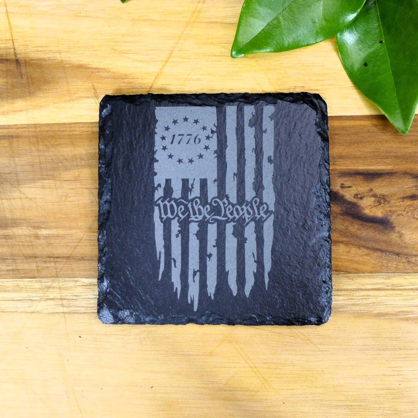 Patriotic 1776 America Flag Slate Coaster Set Brand New Hand Made Laser Engraved