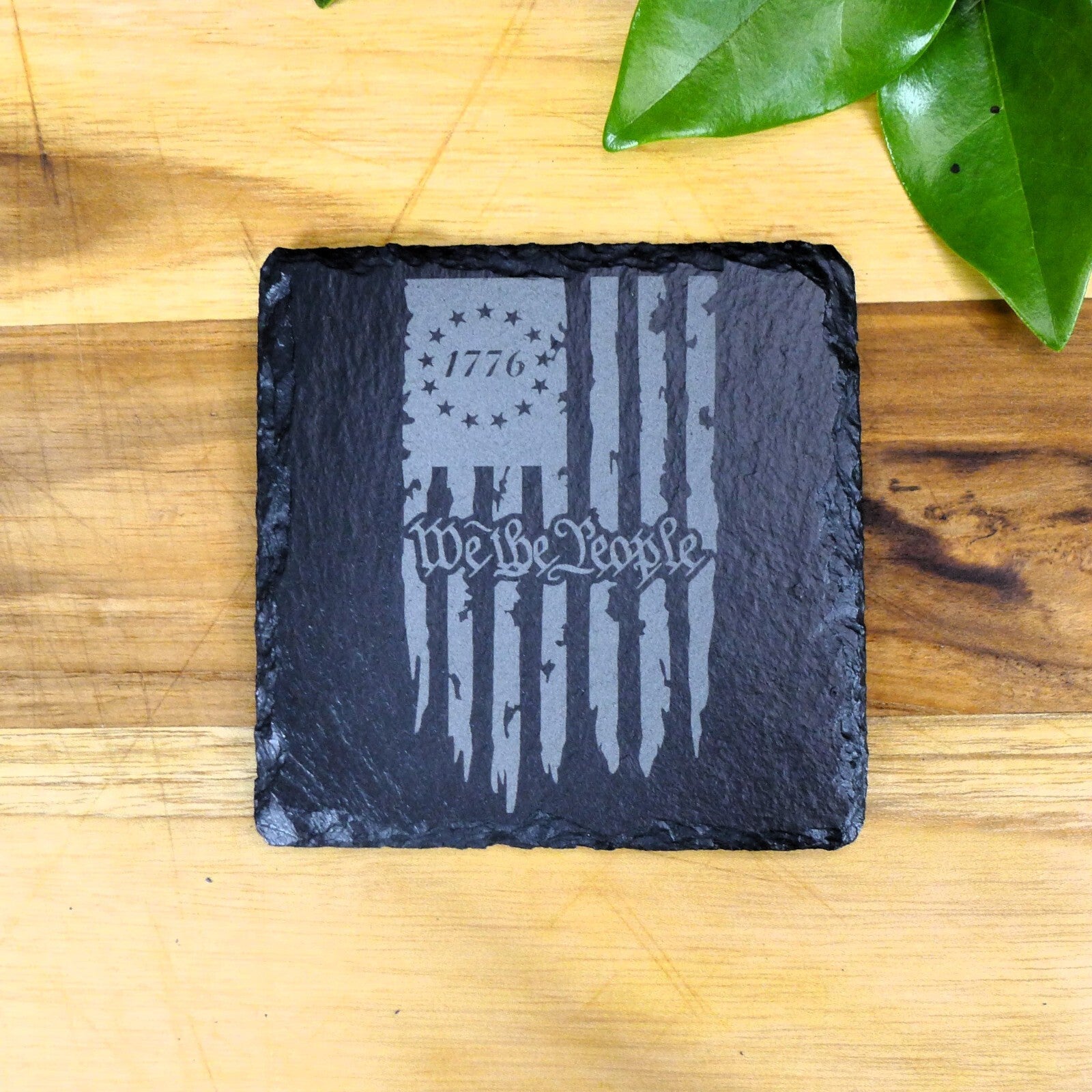 Patriotic 1776 America Flag Slate Coaster Set Brand New Hand Made Laser Engraved