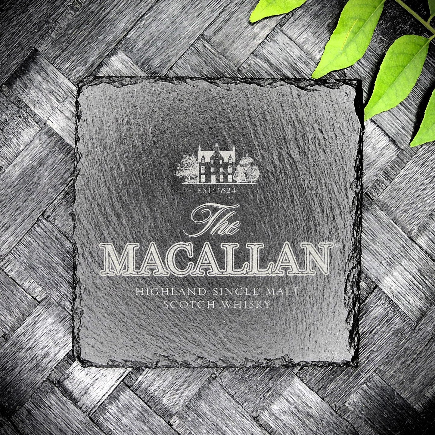 Macallan Whisky Slate Coaster Brand New Handcrafted Laser Engraved Square