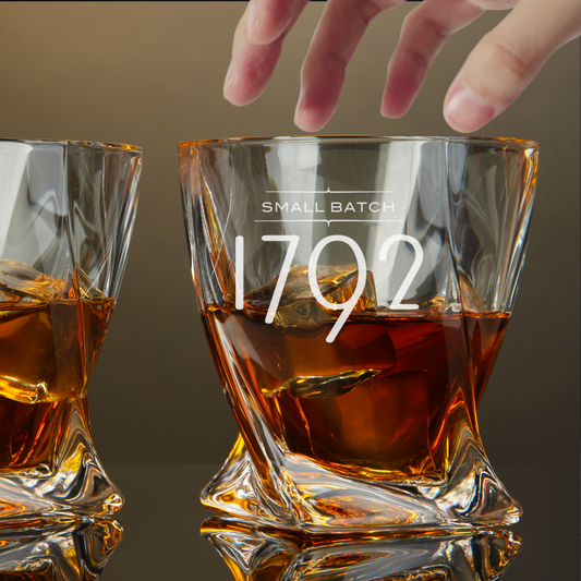 Custom Engraved 1792 Small Batch Whiskey Glass – 10 oz Twisted Rocks Glass