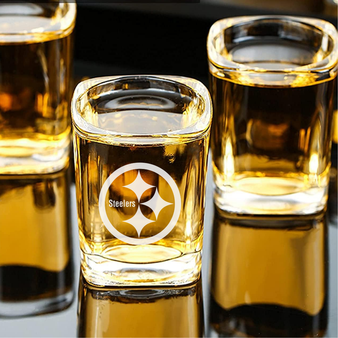 Custom Engraved Pittsburgh Steelers Shot Glass – 2.2 oz Square Shot Glass