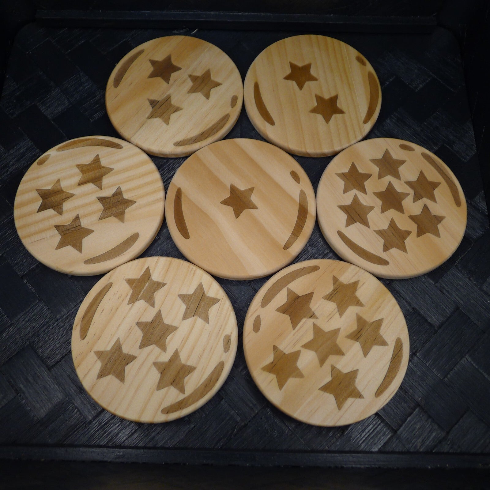 Dragon Ball Z Wooden Coaster Set, Fan Art Anime Brand New Laser Engraved RARE