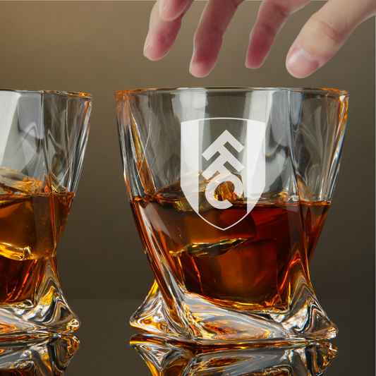 Custom Engraved Fulham F.C. Whiskey Glass – 10 oz Twisted Rocks Glass