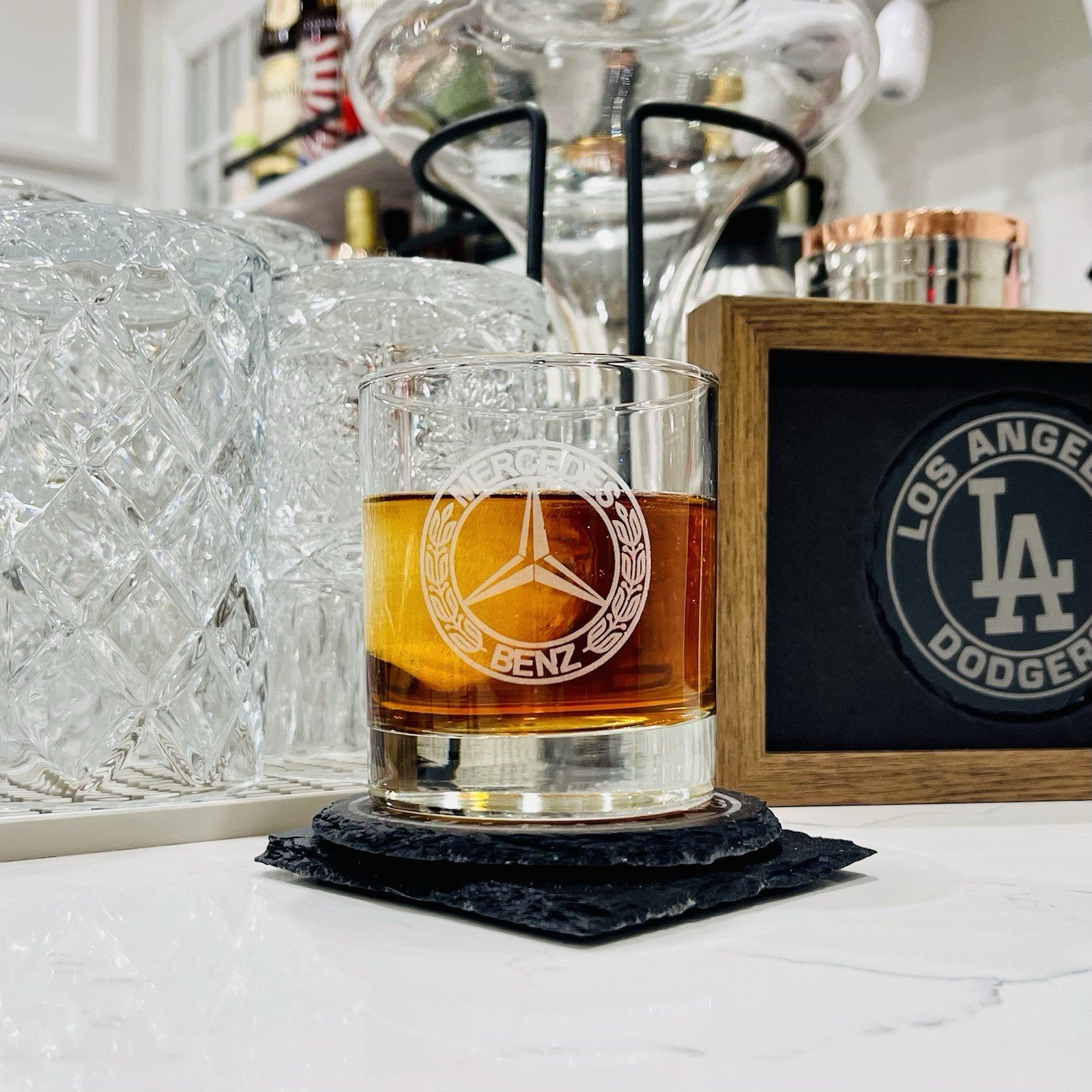 Custom Engraved Mercedes-Benz Whiskey Glass – 11 oz Standard Rocks Glass