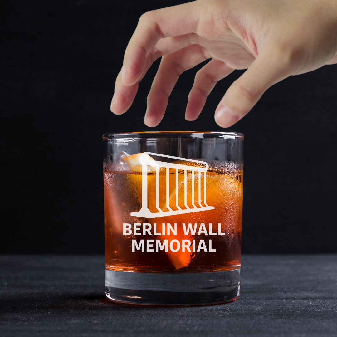Custom Engraved Berlin Wall Memorial Whiskey Glass – 11 oz Standard Rocks Glass