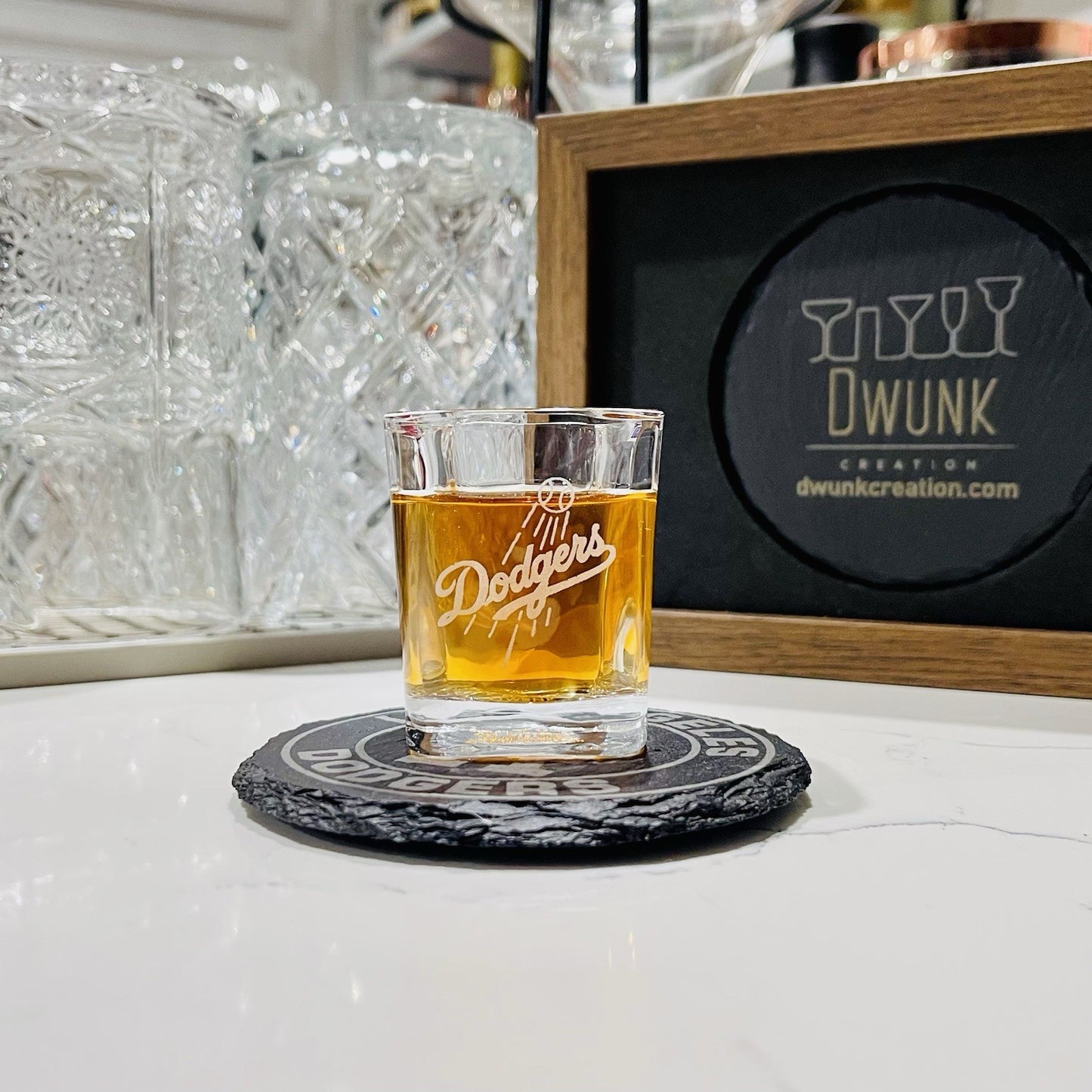 Custom Engraved Los Angeles Dodgers Shot Glass – 2.2 oz Square Shot Glass