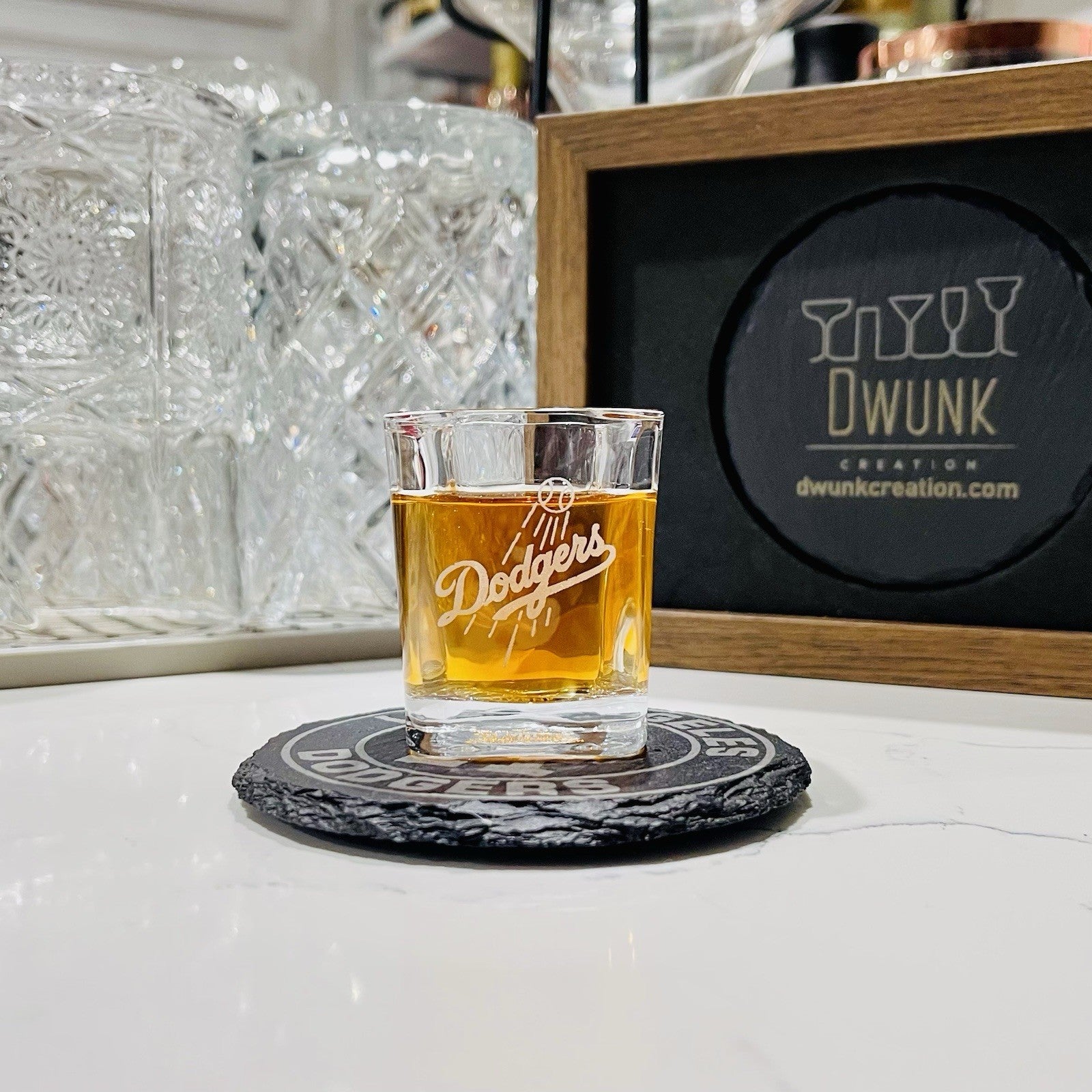 Custom Engraved Los Angeles Dodgers Shot Glass – 2.2 oz Square Shot Glass