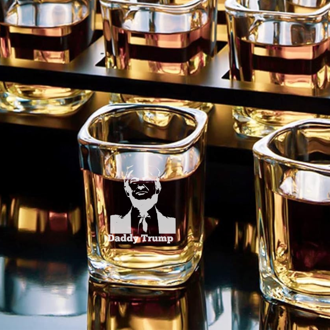 Custom Engraved Daddy Trump Shot Glass – 2.2 oz Square Shot Glass