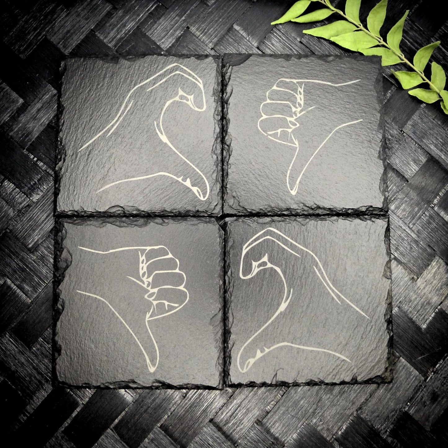 Friendzone Slate Coaster Set – Brand New Laser Engraved Hand Made Home Decor