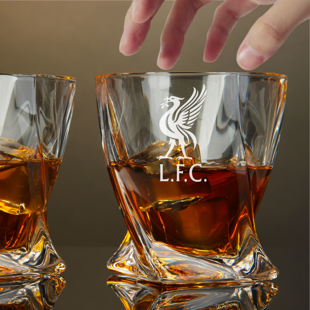 Custom Engraved Liverpool FC Whiskey Glass 10 oz Twisted Rocks Glass N ...