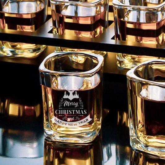 Custom Engraved Deer Christmas Shot Glass – 2.2 oz Capacity