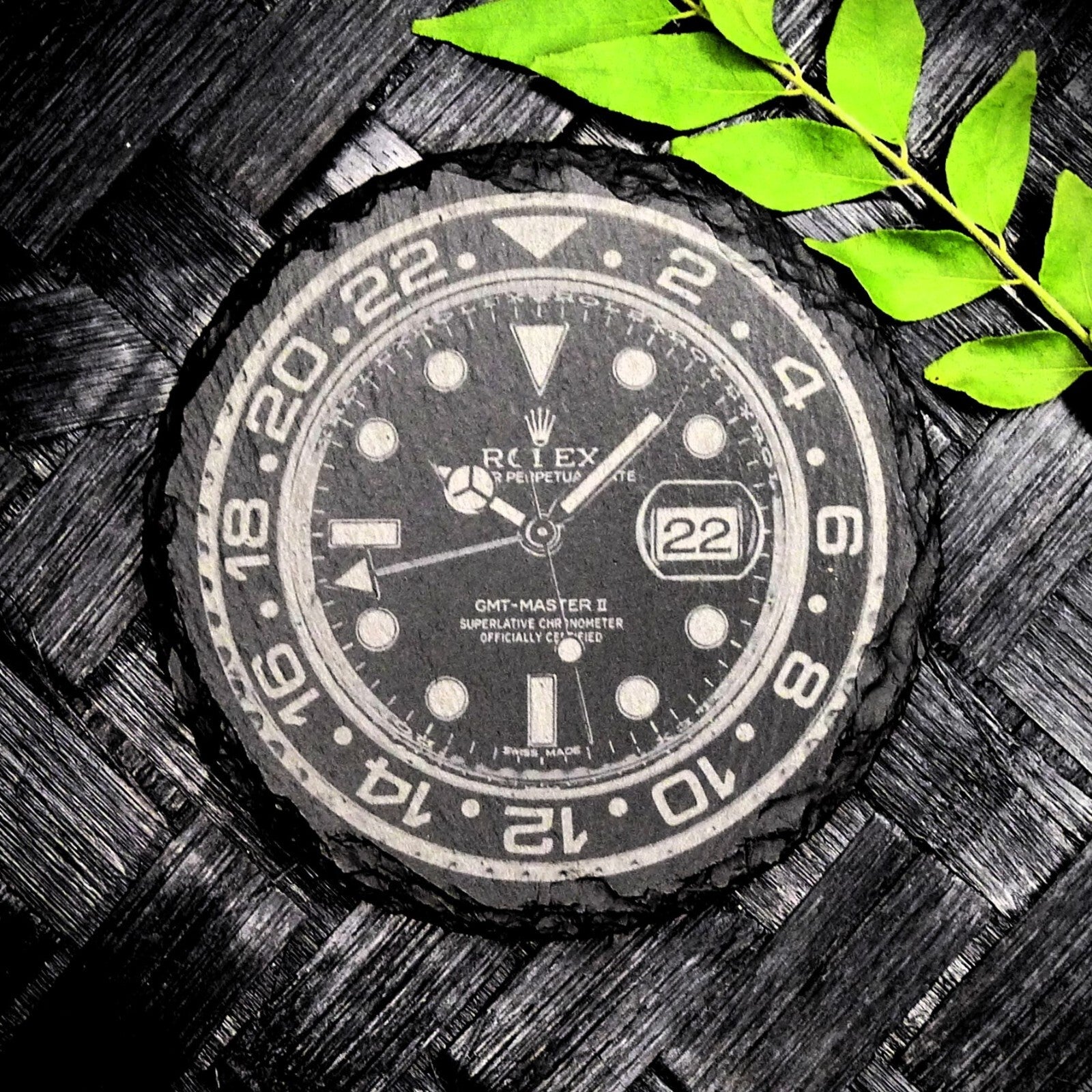Rolex GMT Master II 116710 Slate Coaster Batman Brand New Hand Made Laser